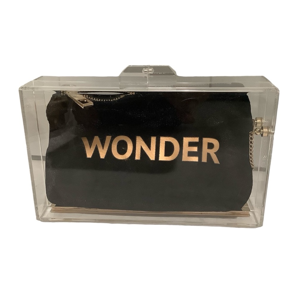 Sandro WONDER Lucite Clutch Removable Black Velvet Bag Vintage